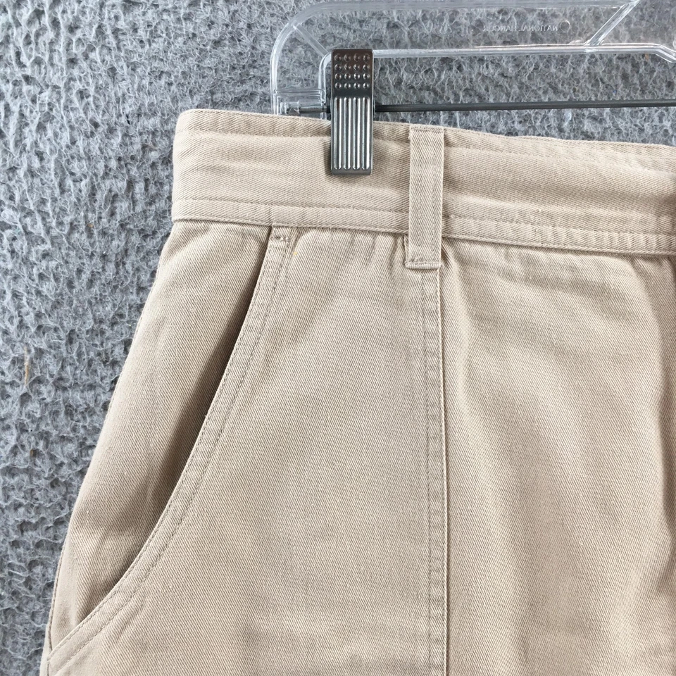 Cabelas Informal Falda Midi Mujer 16 Beige Algodón Frente Plano Cremallera Botón Mosca Foto 3 de 4