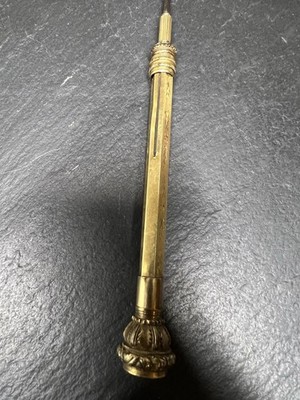 ANTIQUE GOLD FILLED GF PURPLE JEWELED TOP MECHANICAL SLIDE EXPANDING PENCIL