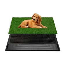 Dog Litter Box with Grass – 16 x 20 inchStrong Absorbency Grass Pad with Tray...