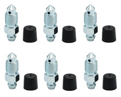 M10x1.0 Brake Bleeder Screws - 6 Pack Caliper Valve Set for Easy Bleeding