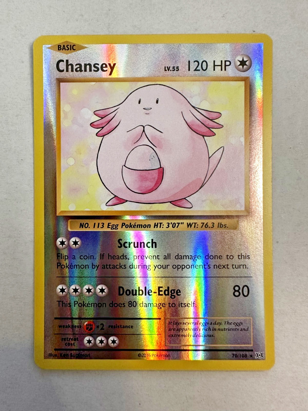 2016 Pokemon XY Evolutions Chansey 70/108 Reverse Holo NM