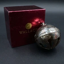 Vintage 2003 Wallace Silver Plated Sleigh Bell Ornament With Box