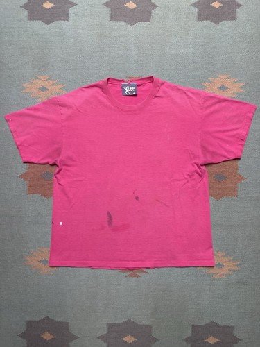 Vintage 90s blank t shirt lee sport pink stained distressed cotton boxy large