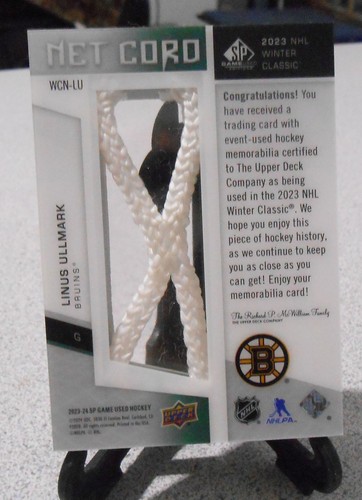 2023-24 UD SP Game Used Net Cord 2023 Winter Classic Boston 13/35 Linus Ullmark - Picture 2 of 2