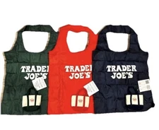 2 Trader Joe NEW 2 BAGS IN 1 💚 Red & Black Limited MICRO TOTE AND GROCERY BAGS