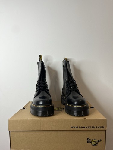 DR MARTENS BLACK JADON HI SMOOTH LEATHER PLATFORM BOOTS SIZE UK 6 - Picture 2 of 8