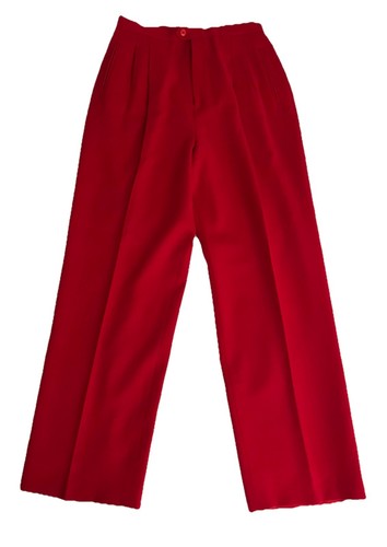 Pantalone donna vintage taglia 10 100% lana rosso vita alta plissettato foderato usato in ottime condizioni - Foto 1 di 12