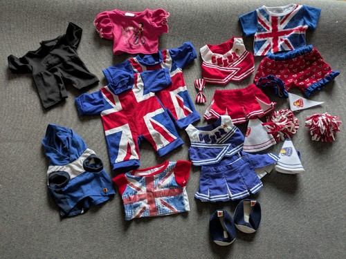 Build A Bear Clothes Bundle - Tops, Bottoms, Union Jack, Cheerleader, Sports BAB - Picture 1 of 10