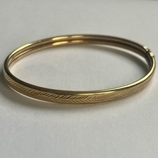 SOLID 9CT GOLD BANGLE 5.20g Vintage Fully Hallmarked Engraved 17cm Bracelet