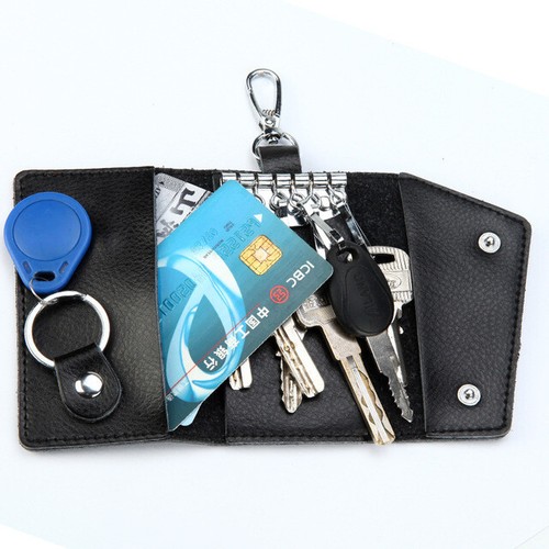 Echtleder Geldbörse Geldbörse Tasche Etui Halter Schlüsselring Etui Tasche Safe Hanger Geschenk - Bild 3 von 18