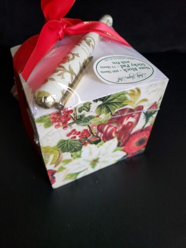 Lady Jayne Ltd Writers Block Note Pad w/ Sticky Pad & Pen Christmas Pointsettias - Picture 3 of 11