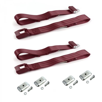Early Cars 1933 - 1934 Standard 2pt Burgandy Lap Bucket Seat Belt Kit w/ Bracket