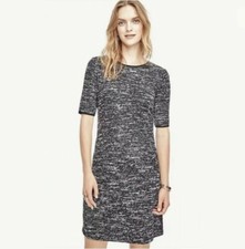 New Ann Taylor Grey Marled Textured Knit Shift Mini Dress Size 0 Career Sweater