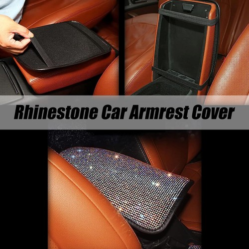 Rhinestone Bling Car Center Console Cover Protector Arm Rest Cushion Pads - Picture 3 of 6