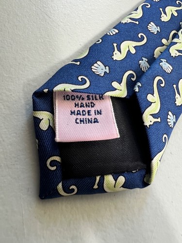 SERO Classics New England Blue 100% Handmade Silk Tie Ocean Nautical Sea Novelty - Picture 5 of 8