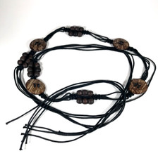 Women's Belt One Size Black Brown Hippie Style Boho Beaded Coconut Shell Fringes