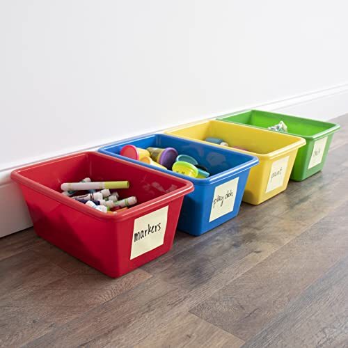 Toy Storage Bins for Kids, Set of 4 Colors - Sturdy, Small Primary 4 Pack - Bild 3 von 8