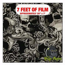 Hydrographic film Chrome Dome Skulls hydro dipping 7' x 20" hydro dip