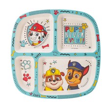 Paw Patrol 4 Section Divided Kids Childrens Toddlers Wooden Colourful Plate