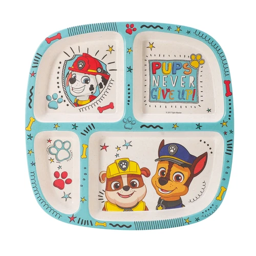 Paw Patrol 4 Section Divided Kids Childrens Toddlers Wooden Colourful Plate