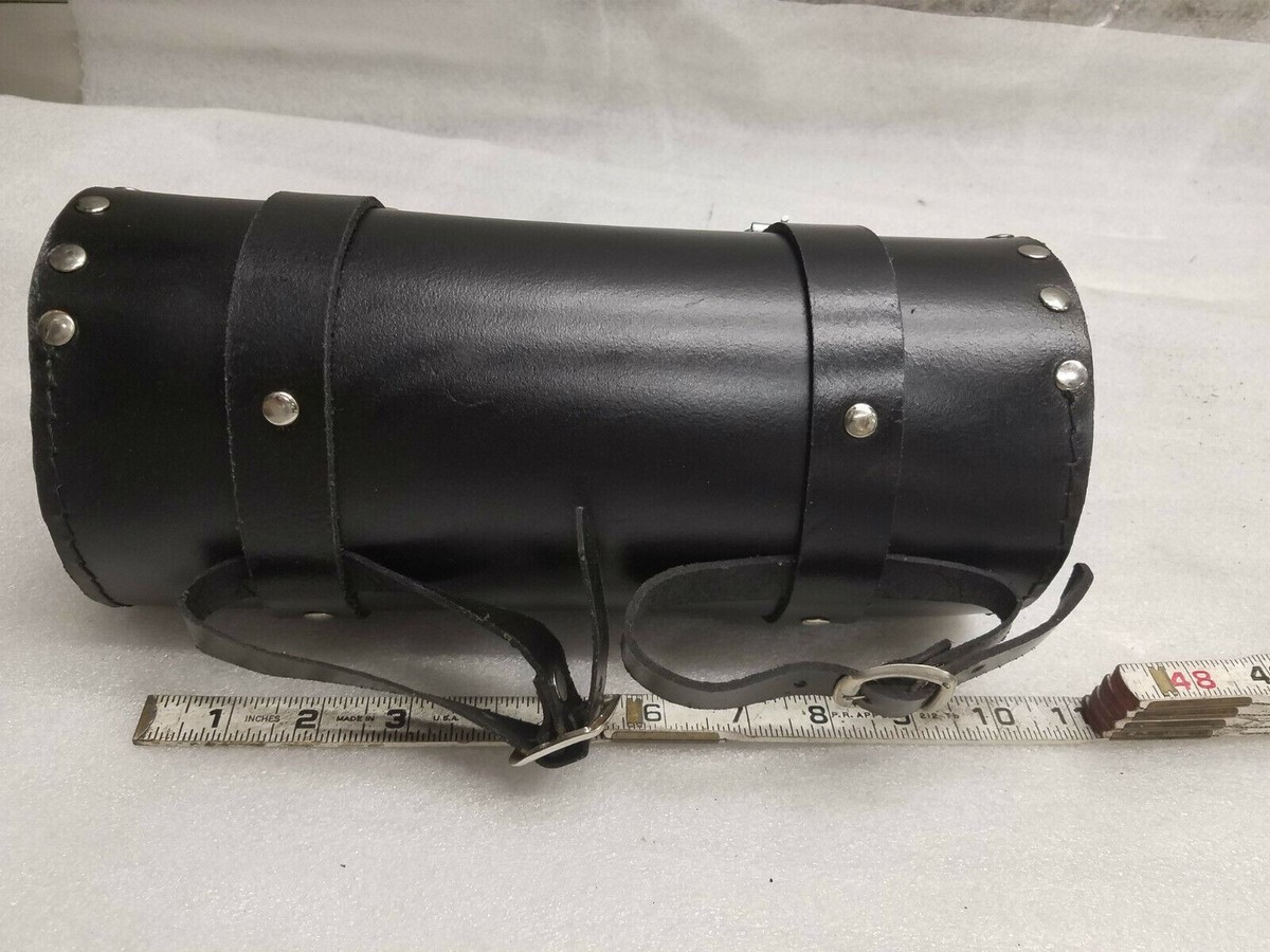 Leather Tool Roll Fork Bag Harley Honda Motorcycle 11x5 Fringe