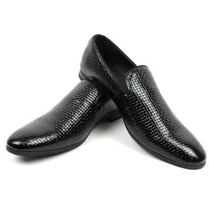 New Men S Black Tuxedo Slip On Textured Patent Leather Dress Shoes Formal Azar Ebay