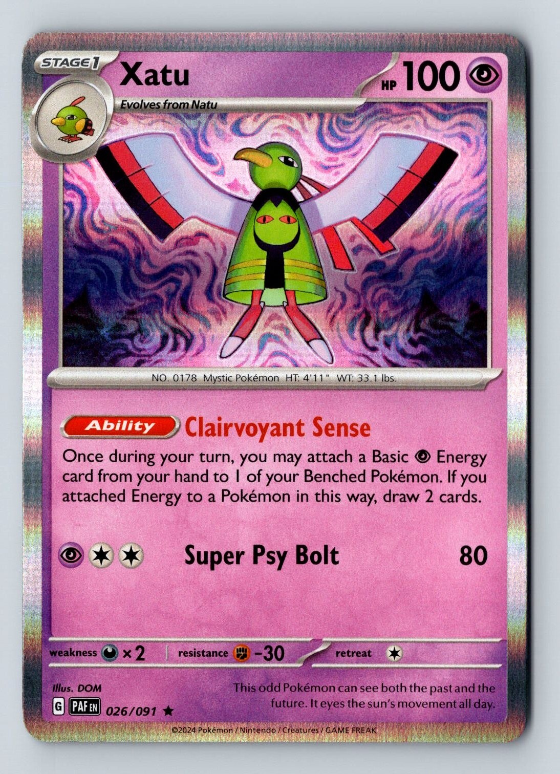Xatu 026/091 Holo Rare – Destino Paldeo – Pokemon 2 carte Evolution Set