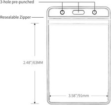 50 - Clear Vinyl Badge Holder - Vertical Plastic Sleeve Protector for Name Card
