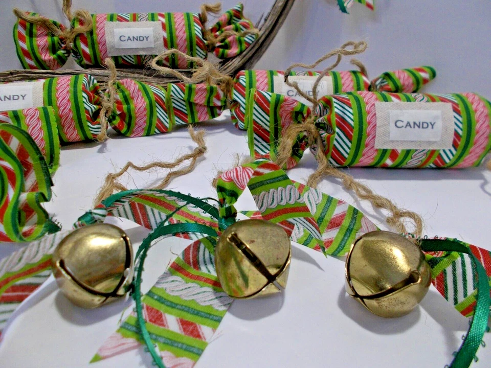 Enfeites de Natal temáticos de doces listrados de Natal e sinos jingle - Conjunto de 10 - Imagem 4 de 4