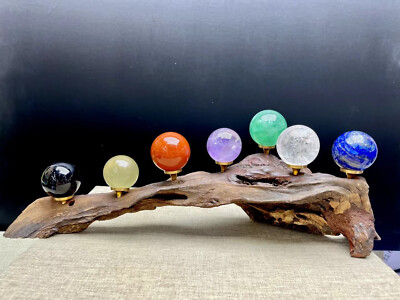 7 PC Quartz crystal sphere Seven-star array energy Fengshui meditation chakra+S