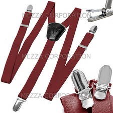 New Kid's Boy's girl's Vesuvio Napoli Suspenders Braces clip on formal Burgundy