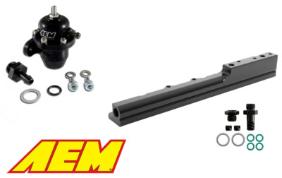 AEM Aluminum Fuel Rail + Adj Pressure Regulator For Honda Civic B16A2 B16A3