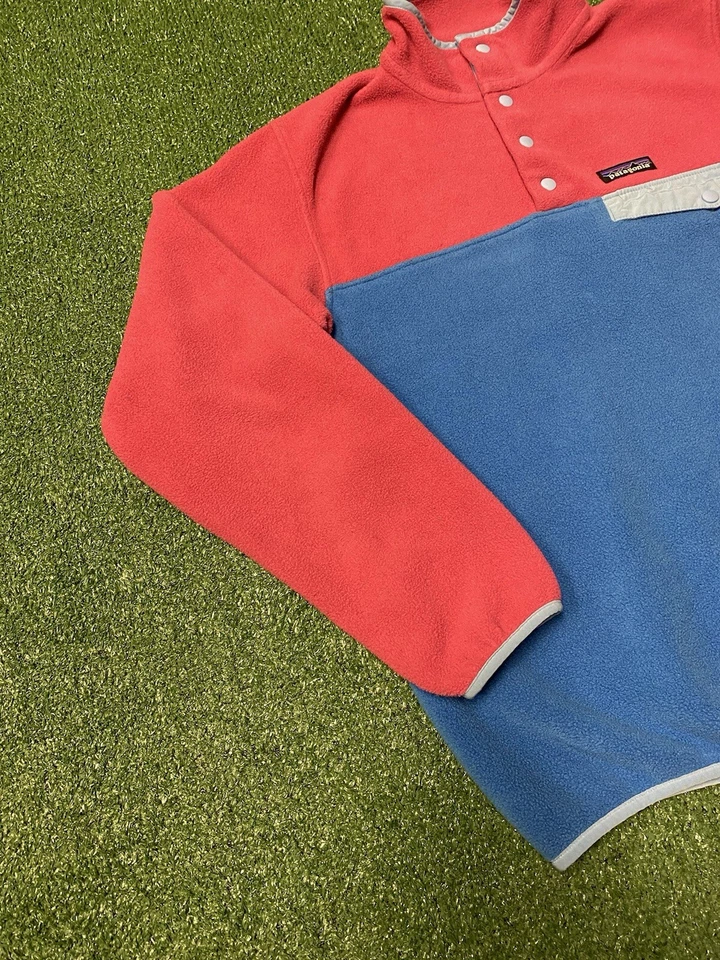 Patagonia Synchilla Women's Size Medium Snap T Fleece Pink/Blue MARKED Outdoor - Image 2 of 4