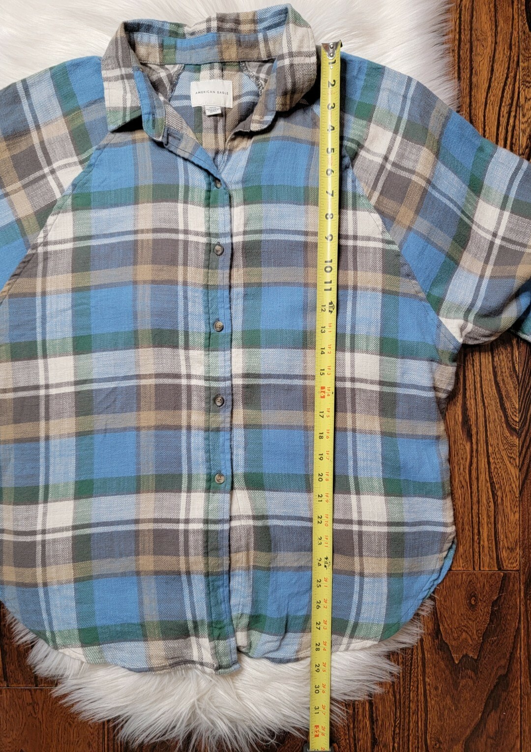 American Eagle Oversized Button Down Plaid Flanne… - image 8