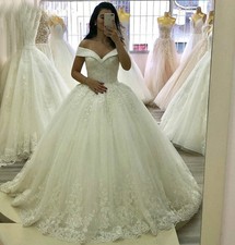 Ball Gowns Wedding Dresses Off-Shoulder Lace Tulle Bridal Gown Custom Size