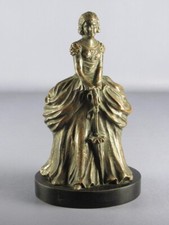 Antica statua dama con ombrello scultura terracotta e rame soprammobile anni ‘30