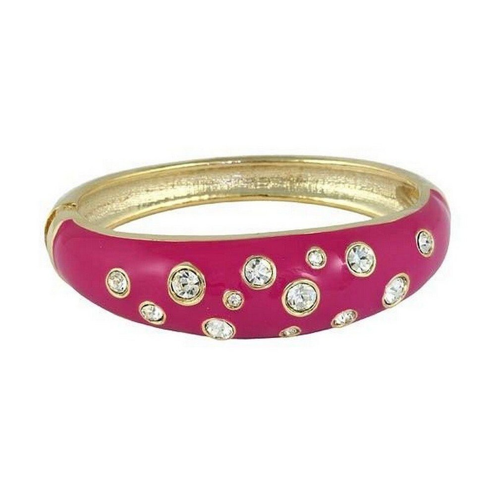 Bangle Bracelets - Epoxy w/ Clear Stones - Fuchsia - BR-JB7189FU-image