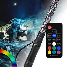 1ft RGB LED Spiral Whip Light Antenna with Remote for ATV UTV Polaris RZR Can-Am