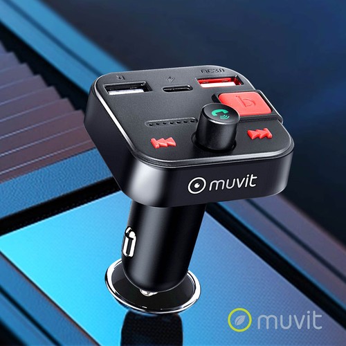 Nadajnik FM Bluetooth Zapalniczka z portem ładowania USB / USB-C, Muvit - Zdjęcie 6 z 6