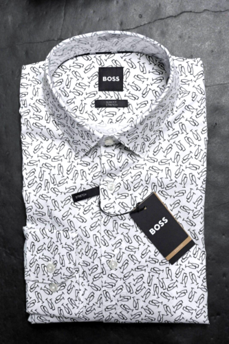 Hugo Boss Men's Hank Kent Slim Fit Stretch Cotton Dress Shirt 41 16