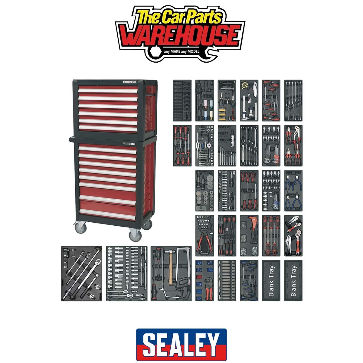 Sealey APTTC02 Premier™ Topchest & Rollcab Combination 14 Drawer with 1233p