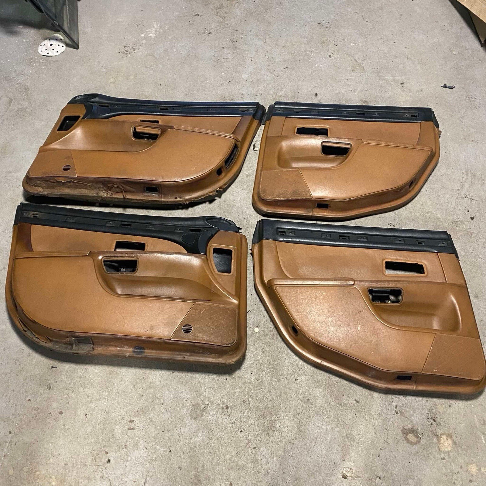 Audi A8 D2 Quattro Interior Door Panel Set Brown Stitched RARE
