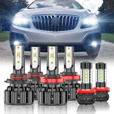 For Buick Encore 2013-2019 Combo 6pcs LED Front Headlight + Fog Light Bulbs KIt