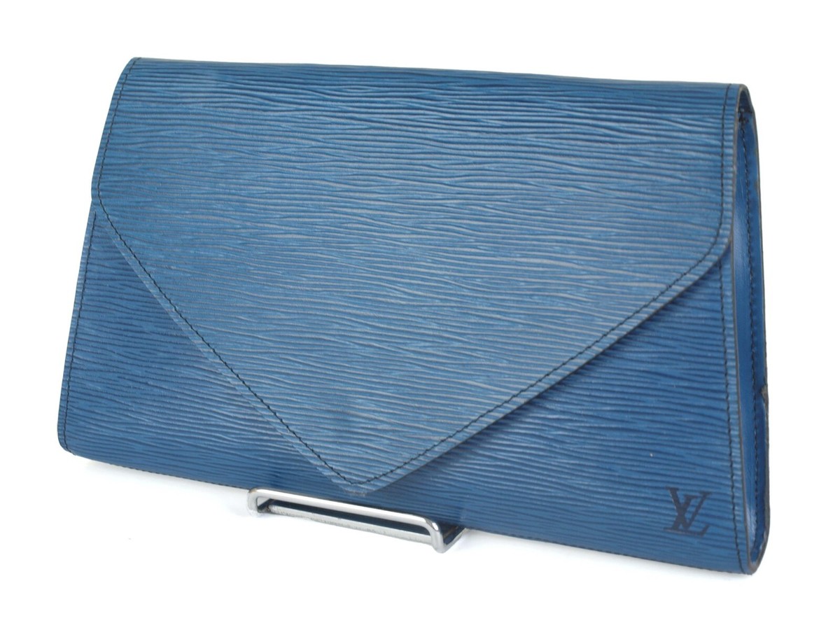 Auth LOUIS VUITTON Epi Art Deco Clutch 890VI Blue Leather Bag