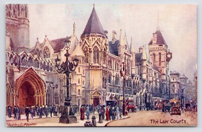 Law Courts Gothic Building Street Tucks Oilette London England c1908 Postcard