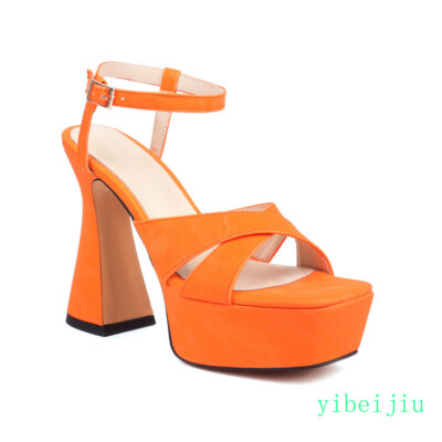 Summer Women's Super High Heel Platform Dance Sandals Ankle Strap Shoes Oversize