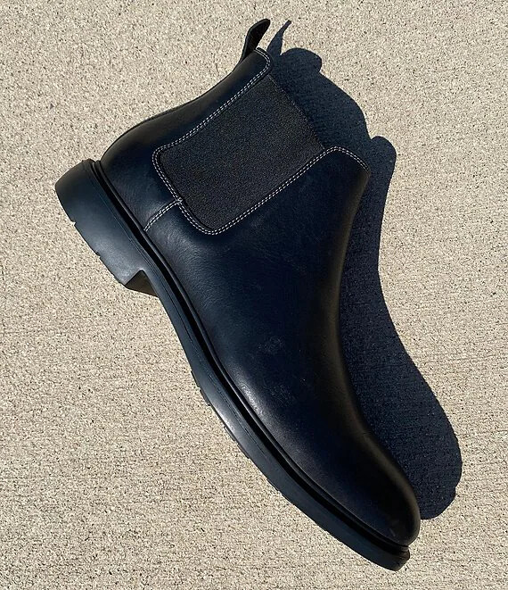 chinese dress ladies Men's black leather Chelsea Boots