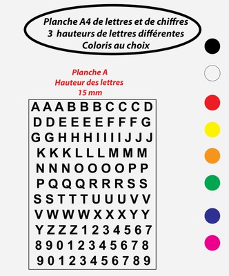 sticker lettres et chiffres autocollant 3 hauteurs planche a4 coloris au choix ebay