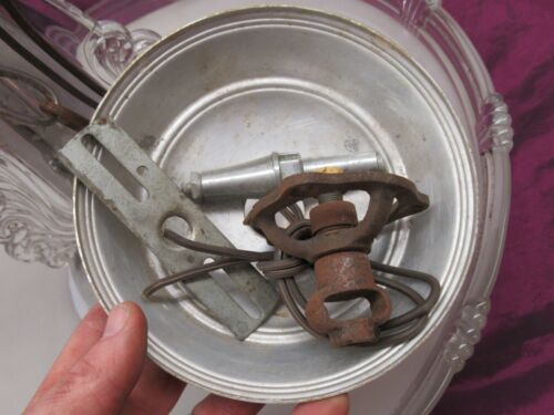 Vintage 1930s Lightolier Art Deco Glass & Aluminum chandelier 17"d - Picture 8 of 12