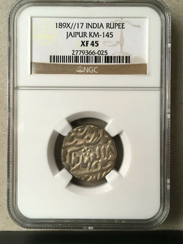 1896 INDIA (Jaipur) - Silver Rupee - NGC XF45 - 189X//17
